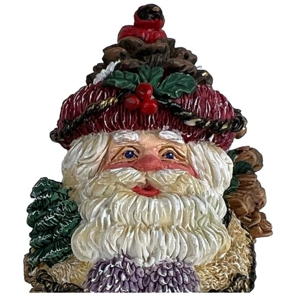 Possible Dreams Crinkle Claus Santa Claus Figurine Christmas Pine Cone Red Bird - Picture 2 of 7